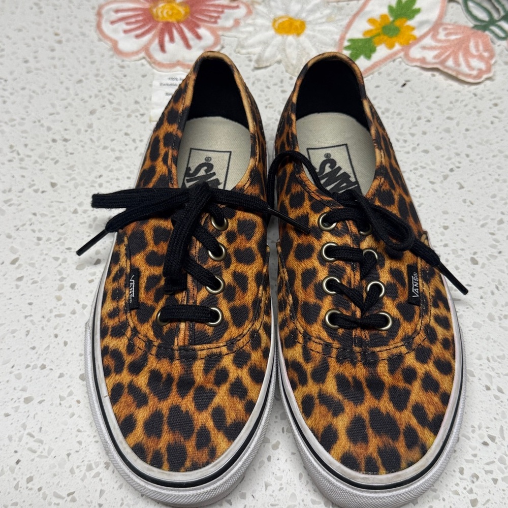 Vans Leopard Print Sneakers with Black Accents